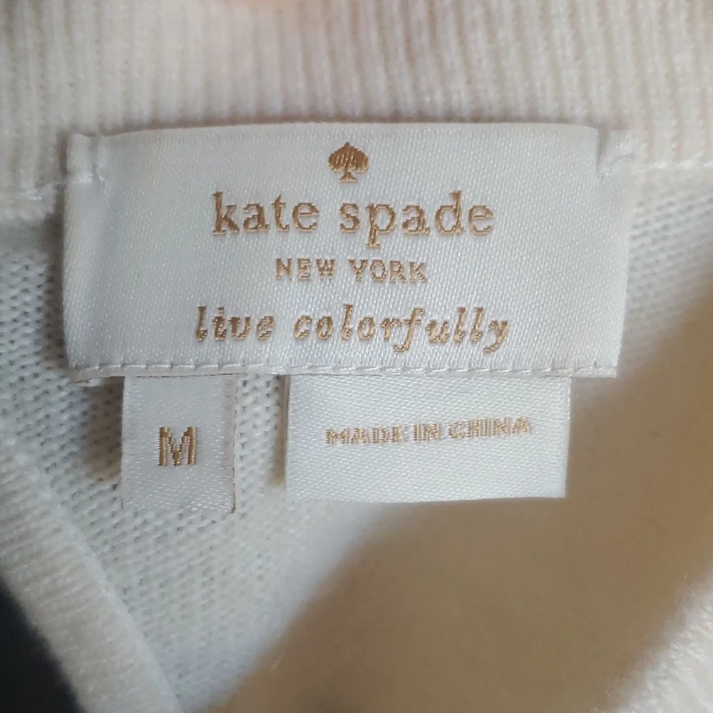 kate spade Cream Crewneck Sweater with Black Back Bow